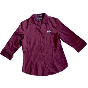 BAW Fashion Wear Mississippi State Women’s XS 3/4 Sleeve Button Down Game Shirt